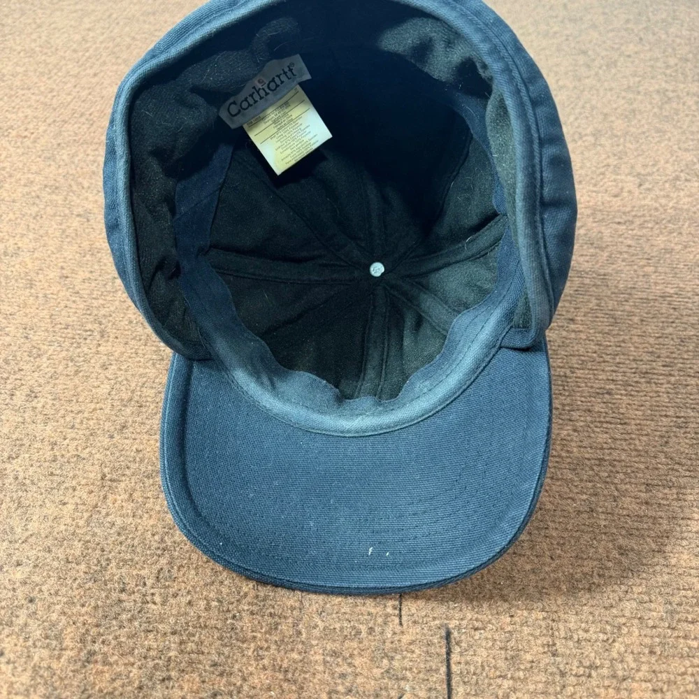 C+ Carhartt Mens Navy Blue Cotton Duck Ear Flap Winter‎ Work Hat Cap RN14806